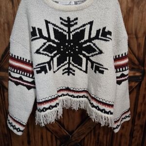Altar'd State Black and White Snowflake Sweater